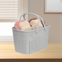 Portable Bath Basket | Plastic Bathroom Storage Basket for Shower & Bathhouse | White & Blue Green | Foldable & Rust-Proof