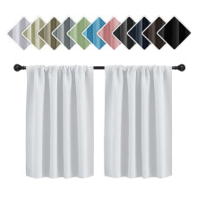 Thermal Short Blackout Curtains for Small Window - Darkening Curtains for Living Room Bedroom Kitchen - W29.9xL36 Inch Set of 2 Panels - Brown
