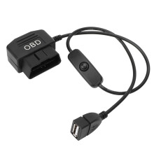 Cavo di alimentazione OBD II intelligente per dash cam con rilevamento della tensione, interruttore modalità ACC e sorveglianza, plug and play,