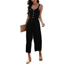 Damesjumpsuits, casual chique zomeroutfits, wijde pijpen, mouwloos ontwerp, zijzakken, ademende, lichtgewicht stof, zacht en comfortabel om te dragen.