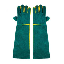 Gants de manipulation d'animaux résistants aux griffures, paumes en cuir double, protection contre les morsures et la chaleur, manches extra
