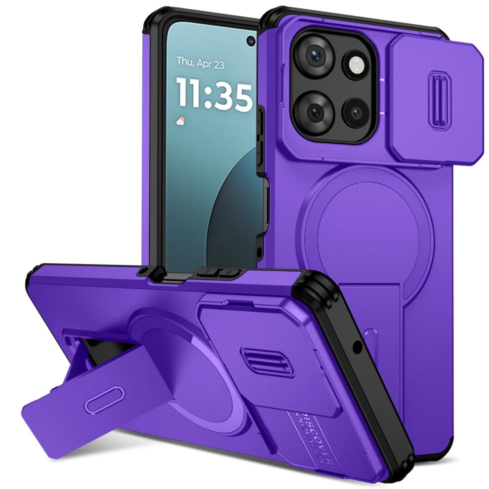 Motorola Moto G Power 5G 2025 Case (6.8") Â Magsafe, Foldable Stand, Sliding Camera, Shockproof, Purple 9558633032000