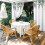 Cortinas externas florais impermeáveis para primavera em tons de roxo e verde. 4