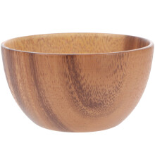 Minkissy Light Brown Wooden Salad Bowl Smooth Surface for Food Storage and Serving