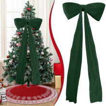 Green velvet Christmas tree topper bow 6 ft