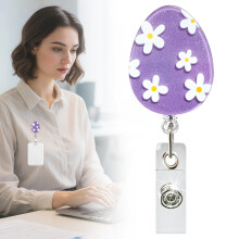 Easter Egg Seasonal Badge Reel – Retractable ID Holder with Alligator Clip & 24" Cord, Compatible with RN/CNA/Teacher Badges