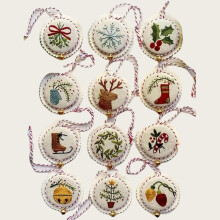 12PCS Hand Embroidery Christmas Ornaments Kit, Hand Needlepoint Embroidery Christmas Ornament Kit, Christmas Embroidery Kits for Adults Beginners