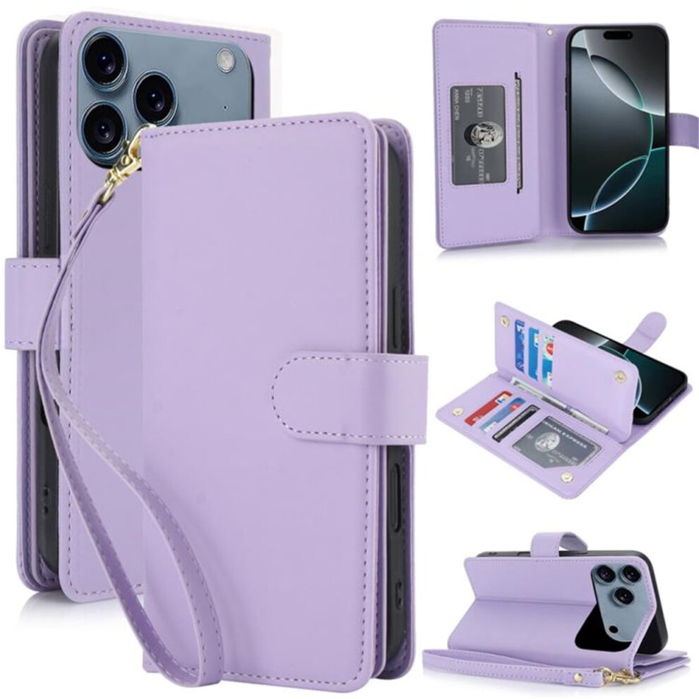 Light Leather Wallet Case For Iphone 17 Pro 6.3 Inch Purple 941196997227