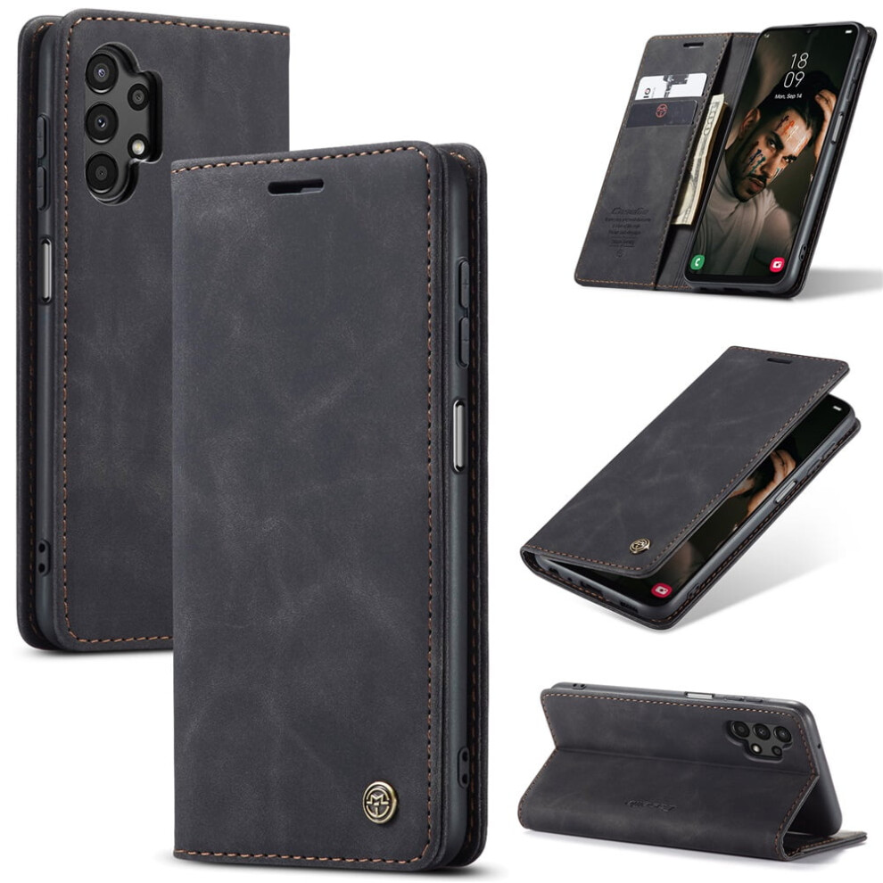 Caseme Leather Flip Wallet Case For Compatible With Samsung Galaxy A13 5GâMagnetic, Card Holder, Kickstand, Shockproof, Black 9193271822424