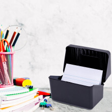 Flip-Top Index Card Box – Compact Desktop Organizer for Recipes, Photos & Business Cards, Compatible with Standard 3x5/4x6 Cards