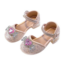 Girls Dress Shoes Low Heel Princess Flats Mary Jane Flower Wedding Party Glitter Shoes for Kids Toddler Pink 3.5-4 Years