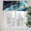 Αφηρημένη μαρμάρινη υφή Valance42x12in, μπλε & χρυσό, τσέπη για ράβδους, φιλτράρισμα 5