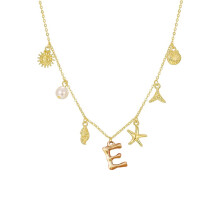 Mehrzweck-Halskette mit Muschelbuchstaben und elegantem Goldanhänger, verstellbar, Boho-Strand-Schmuck für Damen