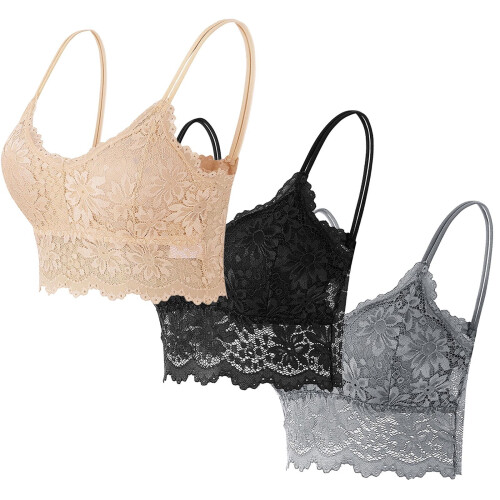 3 τεμάχια δαντελένια bralette για γυναίκες, ενισχυμένα bralette, δαντελένια εσώρουχα για