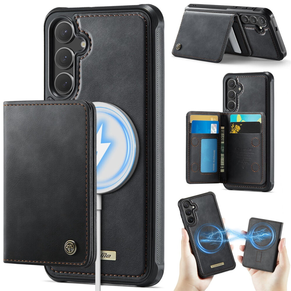Case For Compatible With Samsung Galaxy S24 5G / S25 5G: Rfid-Blocking, Magsafe-Compatible, Detachable 2-In-1 Wallet & Kickstand, Pu Leather, Black 9558633034820