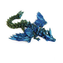 1PC BLUE DARK-GREEN 14cm 3D Printed Dragon Figurine, Flying Crystal Dragon, Dragon Egg Gift, Chinese Dragon Figure