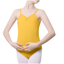 Girls Kids Nude Camisole Gymnastics Leotard for Dance Ballet Adjustable Straps Yellow 15-16 Years