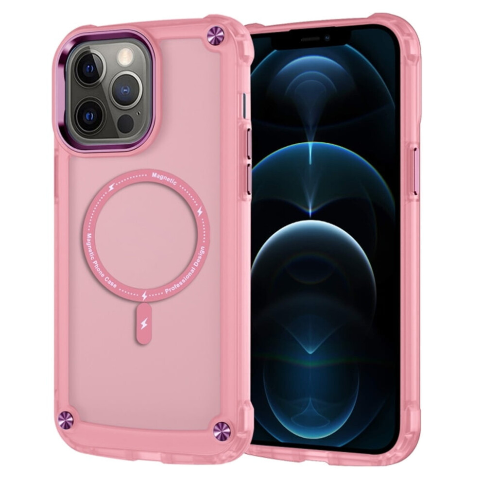 Shockproof Slim Magnetic Case For Iphone 12 Pro Max 6.7" Â Magsafe Compatible, Translucent Matte Cover Pink 9485826620983