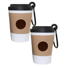 2-Pack Dog Poop Bag Holder with Carabiner Clip – Compatible with Coffee Cup, Outdoor Walking & Travel, Black
