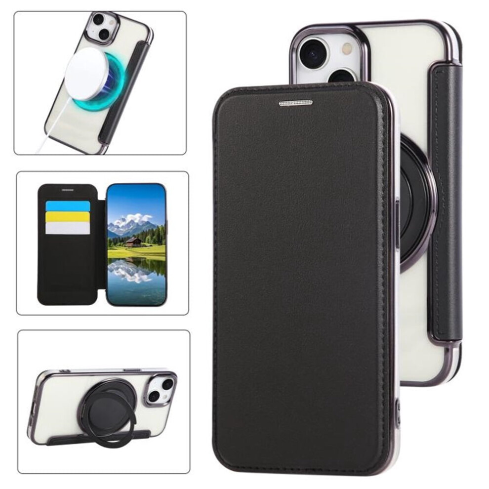 Iphone 15 Wallet Case Pu Leather Magsafe Rfid Blocking Black 9418476984792