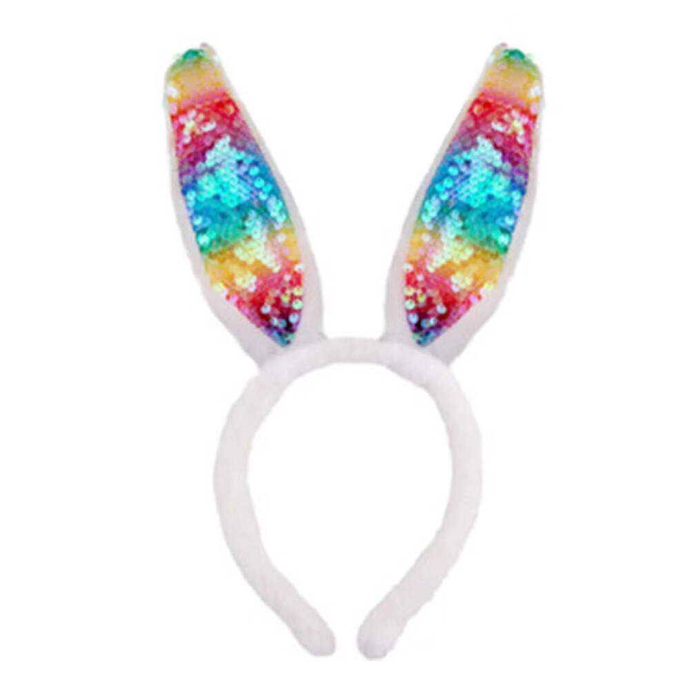 Sequins Rabbits Ear Headbands Colorful Animes Theme Gatherings Hairband Movie Enthusiasts Plush Headbands for Teens Adult