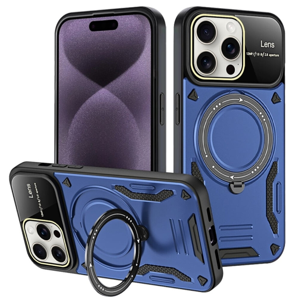 Hybrid Case For Iphone 16 Pro: 360 Rotating Kickstand, Magsafe Wireless Charging, Shockproof Military-Grade Drop Protection – Blue 9558633033380