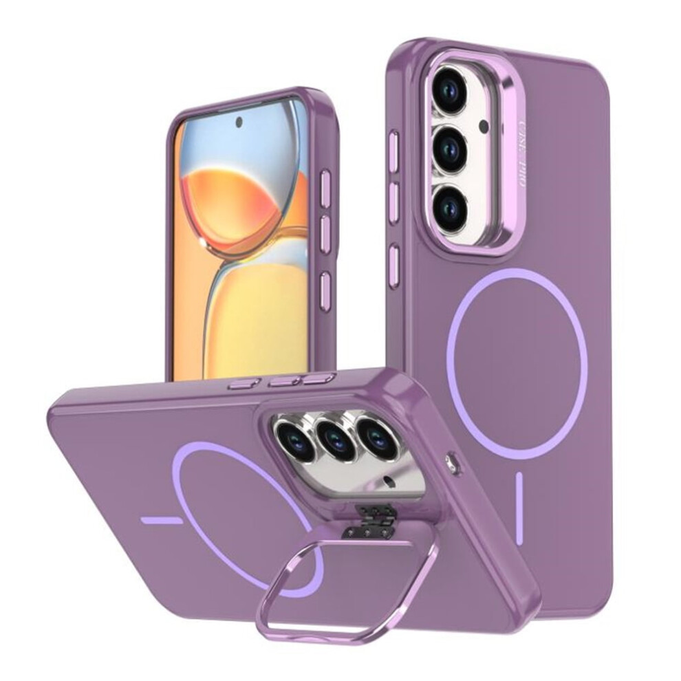 Slim Frosted Phone Case For Samsung Galaxy S25 Fe 5G Â Magsafe Compatible, Shockproof, Metal Camera Protection, Kickstand, Soft Tpu Purple 9485826622642