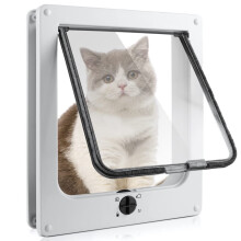4-Way Cat Flap Dog Flap, Easy Install Telescopic Frame, 19x22x5.5cm, Compatible with Cats & Small Dogs