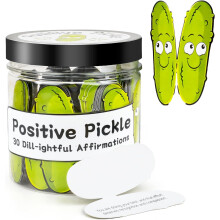 Positive Pickle Affirmation Cards in Jar – 60 Unique Motivational Quotes, Mental Health Gift, Compatible with Self-Care Routines