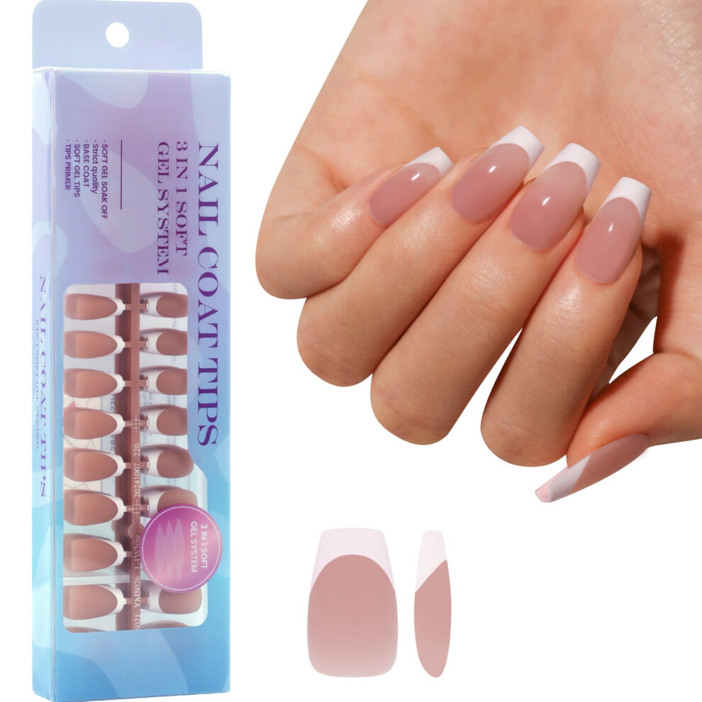 X Coat Tips Natural Nails Tips Short Square/Almond Press On Nails Soft Gels Nails False Nails,Soak Offs Acrylic Fake Nails