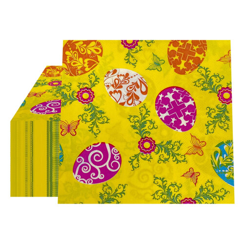20Pcs Easter Napkins,Disposable Easter Eggs Cocktail Napkins for Spring Easter Party Supplies Table Decorations