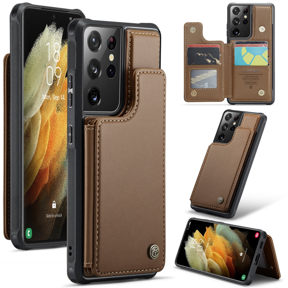 Caseme Leather Case For Compatible With Samsung S21 Ultra – Rfid Wallet, Kickstand, Magnetic Clasp, Shockproof 9418476682537