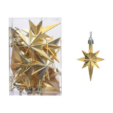 Gold Plastic Christmas Tree Hanging Ornaments Eight-Pointed Star Design For Holiday Venue Decoration
