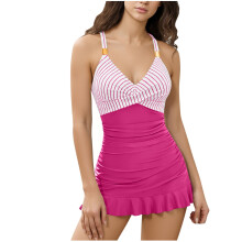 Women's One-Piece Swim Dress with Tummy Control V-Neck