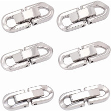 1 Box 6Pcs 304 Stainless Steel Fold Over Clasp 3 Sizes Necklace Extension Clasps Small Fastener Extension for Jewelry Making Silver