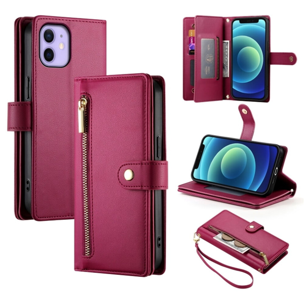 Leather Wallet Case For Iphone 12 Mini 5.4 Inch Red 9130661399210
