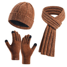 Solid Color Chenille Knit Set: Hat, Scarf & Gloves—Soft, Thick, Plush Winter Gifts for Women, Girls & Teens—Compatible with Christmas Stocking