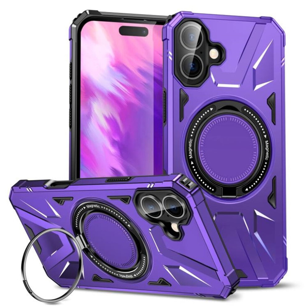 Magsafe-Compatible Iphone 17 6.1" Case With 360 Spin Magnetic Stand, 16Ft Mil-Grade Shockproof Protection Purple 9418476682339