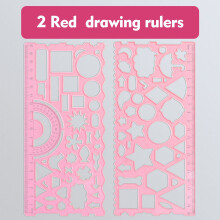 Geometric Ruler Set – Multifunctional Drawing & Measuring Tool, Durable Plastic, Protractor & Patterns, 7.59"x4.52", Portable, Multiple Colors
