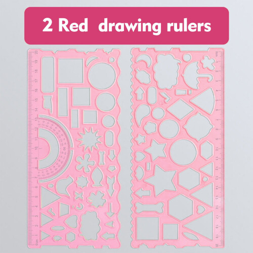 Geometric Ruler Set – Multifunctional Drawing & Measuring Tool, Durable Plastic, Protractor & Patterns, 7.59"x4.52", Portable, Multiple Colors