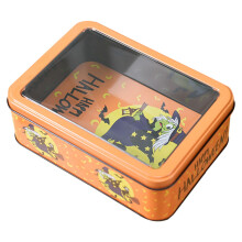 Reusable Halloween Candy Tin with Lid | Airtight Metal Jar for Candy, Cookies & Snacks | Compatible with Festive, Thanksgiving & Party Use