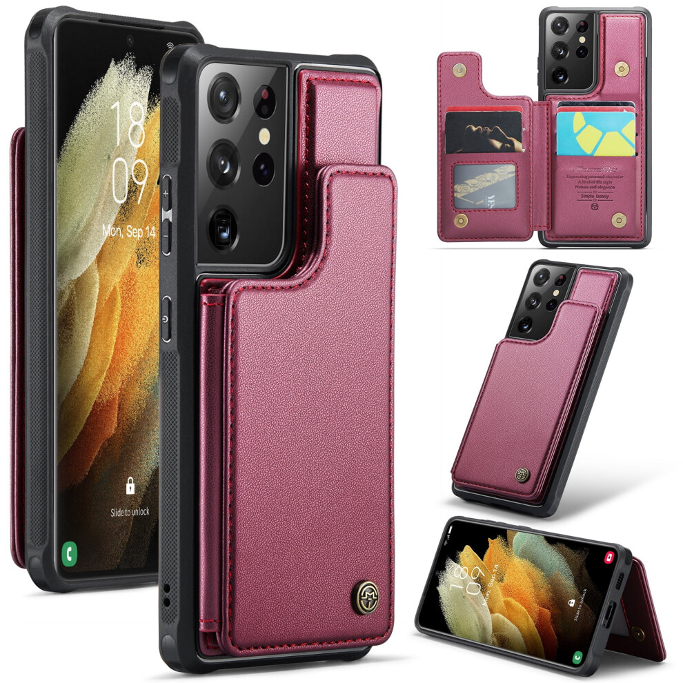 Caseme Leather Wallet Case For Compatible With Samsung S21 Ultra – Rfid Blocking, Magnetic Clasp, Kickstand, Shockproof 9418476684036