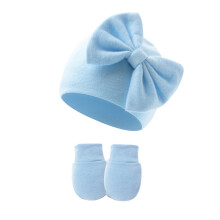 Newborn Baby Girl Hats and Mittens Set Cotton Bow Beanie Preemie Hats Infant Caps for Baby Girls