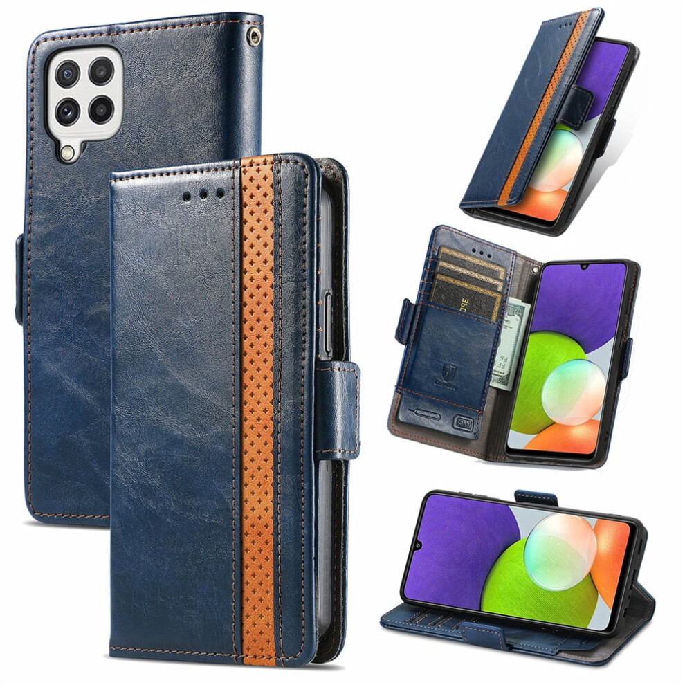 Samsung Galaxy A22 4G Leather Wallet Case Blue 9130661398572