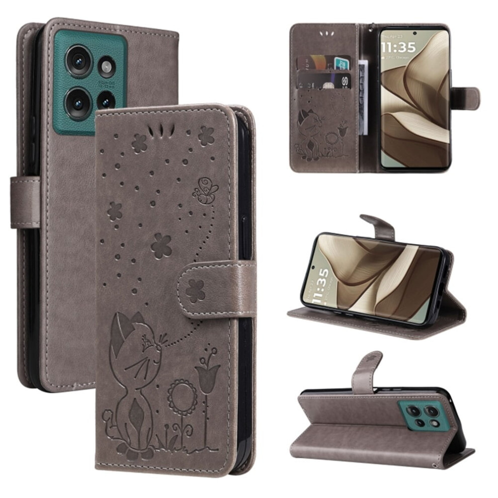 Motorola Edge 50 5G Flip Wallet Case Pu Leather Grey 9130661397698