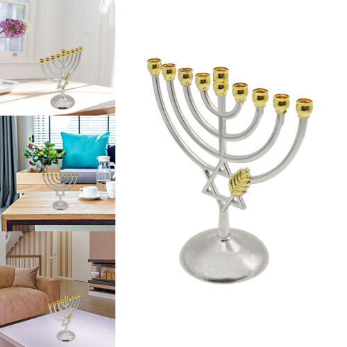Hanukkah-lysestake med 9 grener i gull 1
