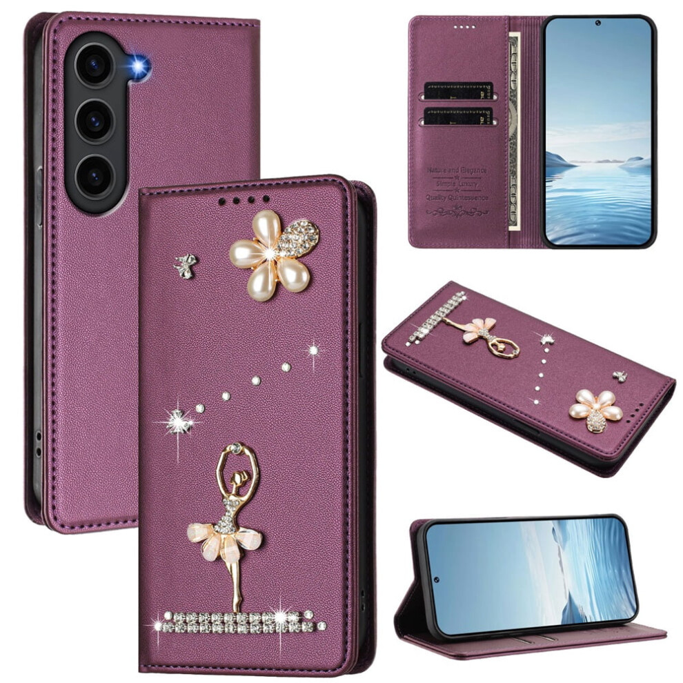 Rfid Blocking Ballet Girl Flip Wallet Leather Case For Samsung Galaxy S23 5G Â Violet, Compatible With Galaxy S23 (5G) 9152228519763