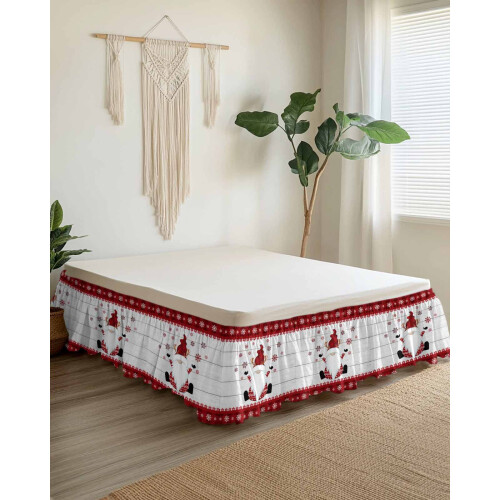 Saia de cama natalina tamanho King Size com estampa de floco de neve e queda de 40 cm (16 polegadas). 1