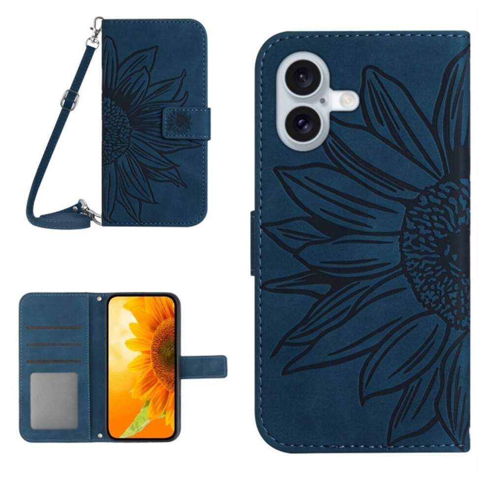 Sunflower Embossed Pu Leather Wallet Case For Iphone 16 9165521141487