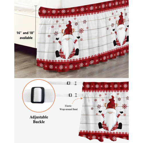Saia de cama natalina tamanho King Size com estampa de floco de neve e queda de 40 cm (16 polegadas). 2